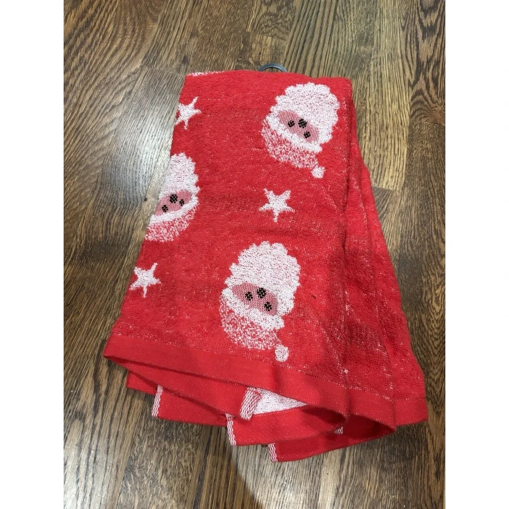 Santa‎ Claus Kitchen Towels Set Of 3 NWT 100% Cotton Red White Christmas